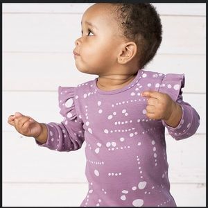 Oliver and Rain 3 month ruffled shoulder onesie.